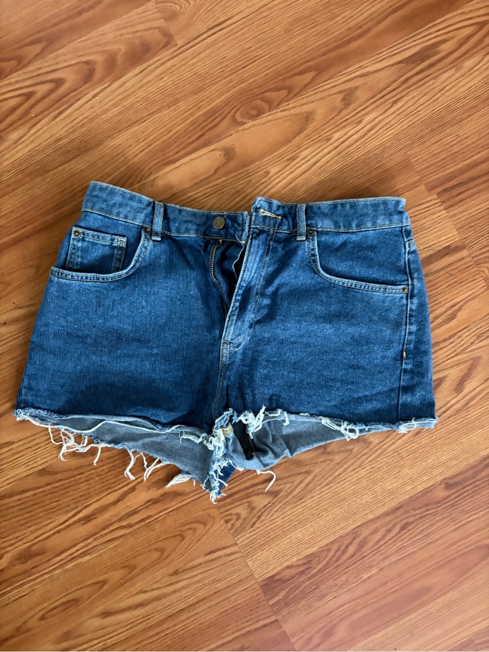 BDG Dark Blue Frayed Denim Cutoff Shorts
